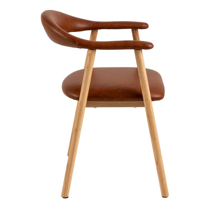 Addi Dining Chair With Armrest in PU Retro Brandy Set of 2