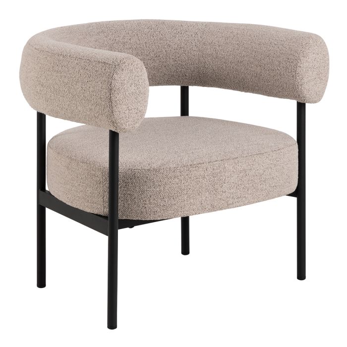 Oakfield Lounge Chair in Beige Fabric with Black Metal Legs