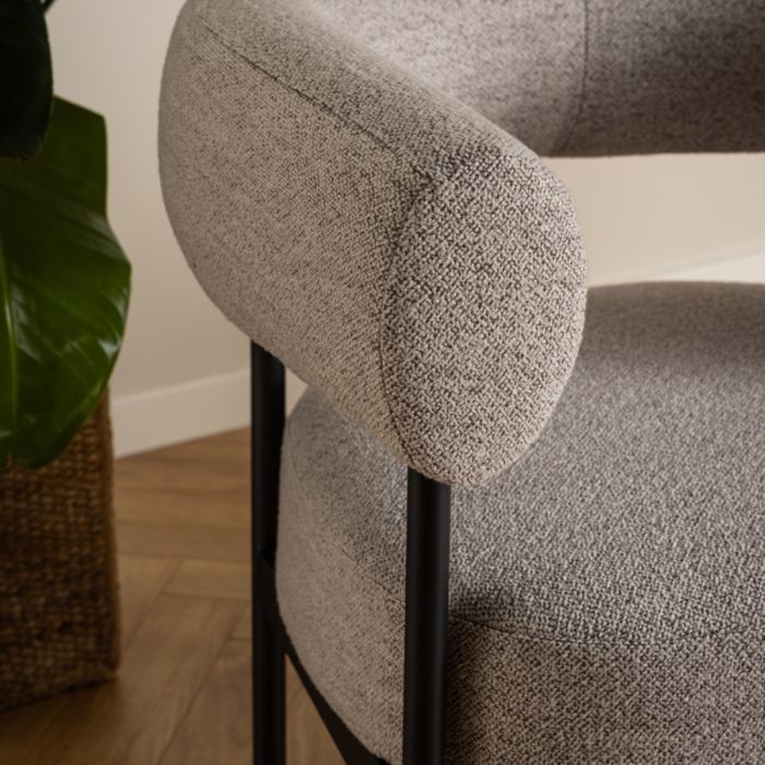 Oakfield Lounge Chair in Beige Fabric with Black Metal Legs
