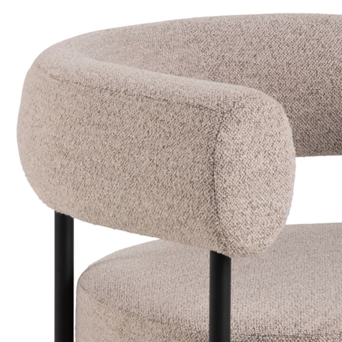 Oakfield Lounge Chair in Beige Fabric with Black Metal Legs