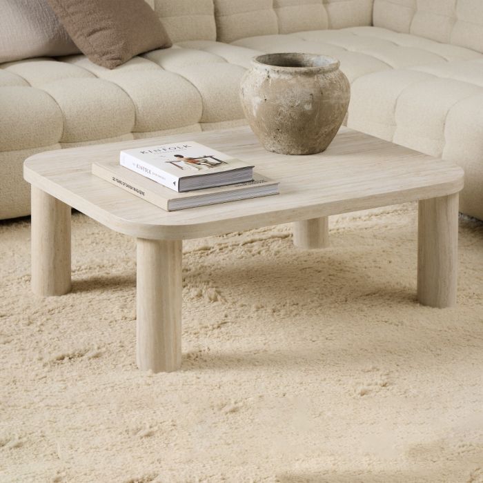 Solano Rectangular Coffee Table in Light Travertine 100x75cm
