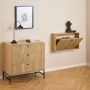 Albany Shoe Cabinet with 1 Flip-Down Door in Oak Finish