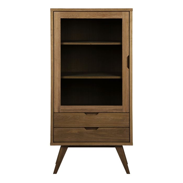 Display Cabinet with 2 Drawers & 2 Shelves in Smoked Oak – A-Line Collection