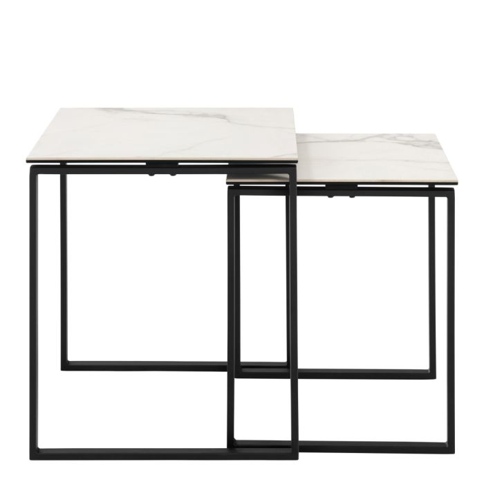 Katrine Square Coffee Table Set in Ceramic White