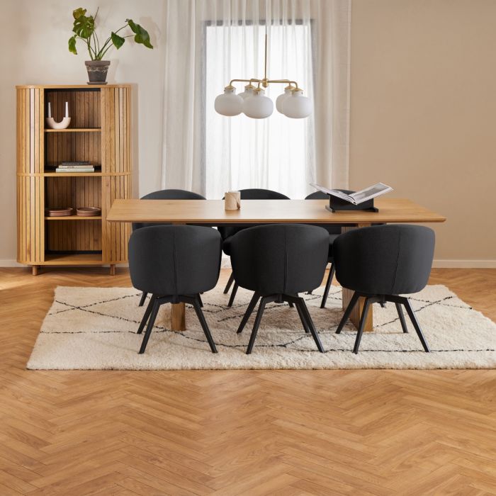 Darlene Dining Chair with Armrest and Swivel Function in Black