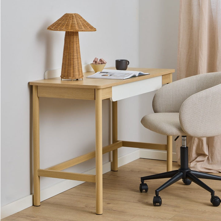 Alpena Office Desk in Oak & Beige