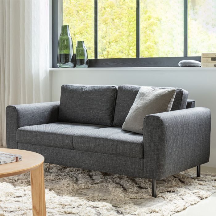 Omaha 2 Seater Sofa in Dark Grey and Basel Fabric