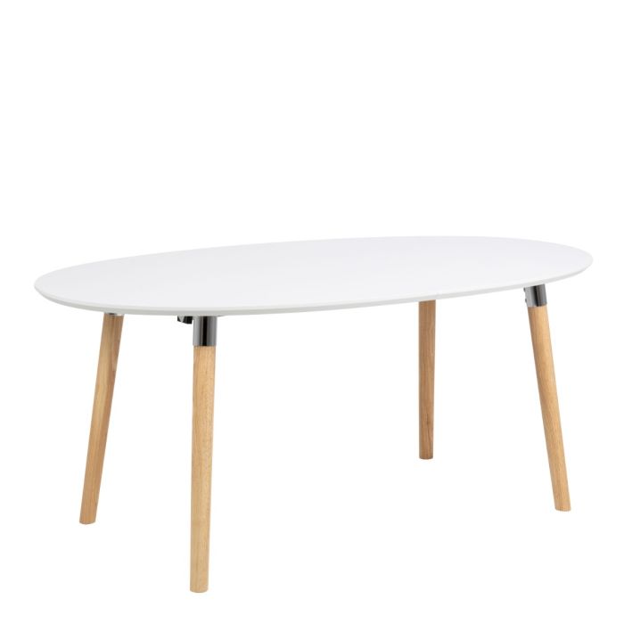 Belina Extending Oval Dining Table in White and Oak 170-270