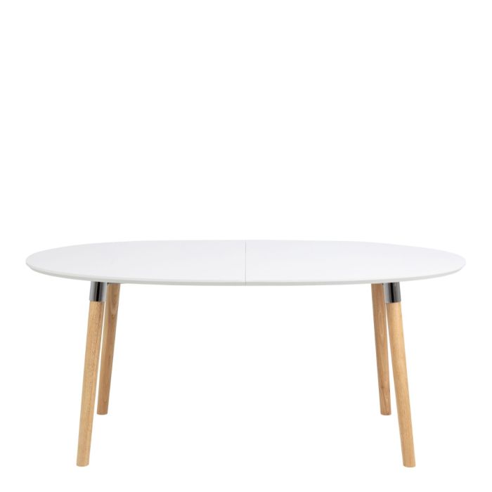Belina Extending Oval Dining Table in White and Oak 170-270