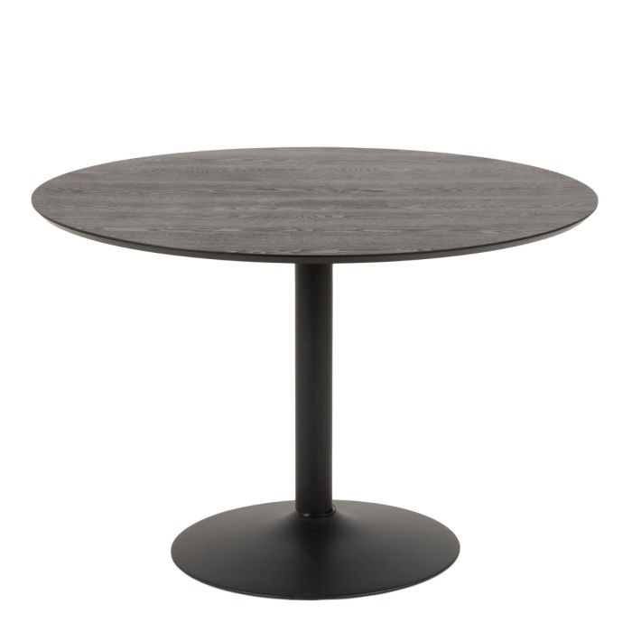 Ibiza Round Dining Table with Black Ash Top and Matt Black Base 110x74cm