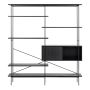 Angus Bookcase with 1 Sliding Door and 5 Shelves in Black Finish