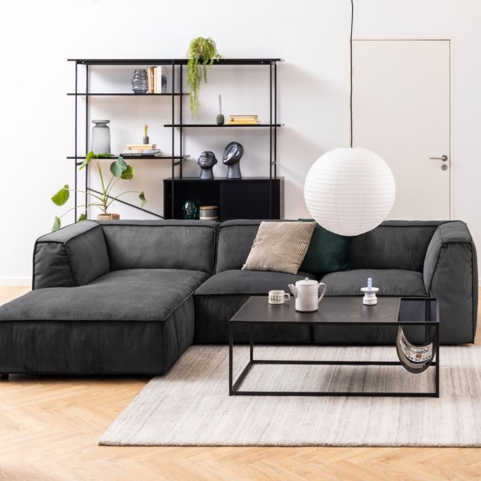 Angus Bookcase with 1 Sliding Door and 5 Shelves in Black Finish