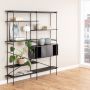 Angus Bookcase with 1 Sliding Door and 5 Shelves in Black Finish