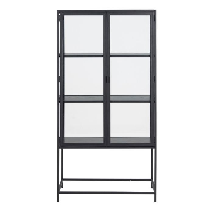 Seaford 2 Glass Door Display Cabinet in Black
