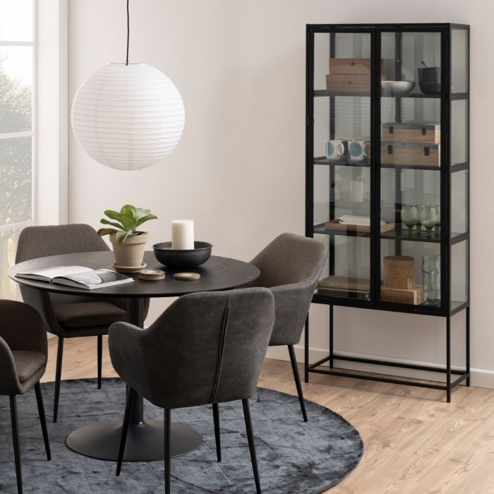Tall Black Metal 2 Door Display Cabinet – Seaford Collection