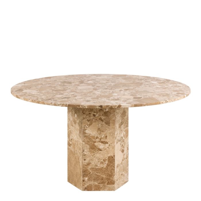 Round Dining Table in Brown Marble 130x75cm – Naxos Collection