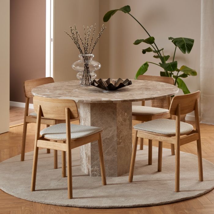Round Dining Table in Brown Marble 130x75cm – Naxos Collection