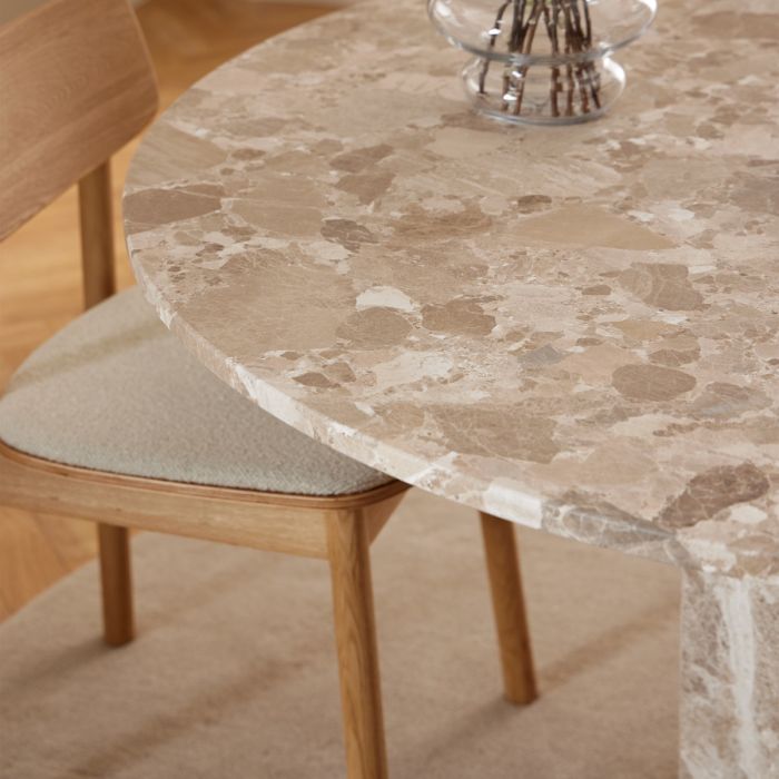 Round Dining Table in Brown Marble 130x75cm – Naxos Collection
