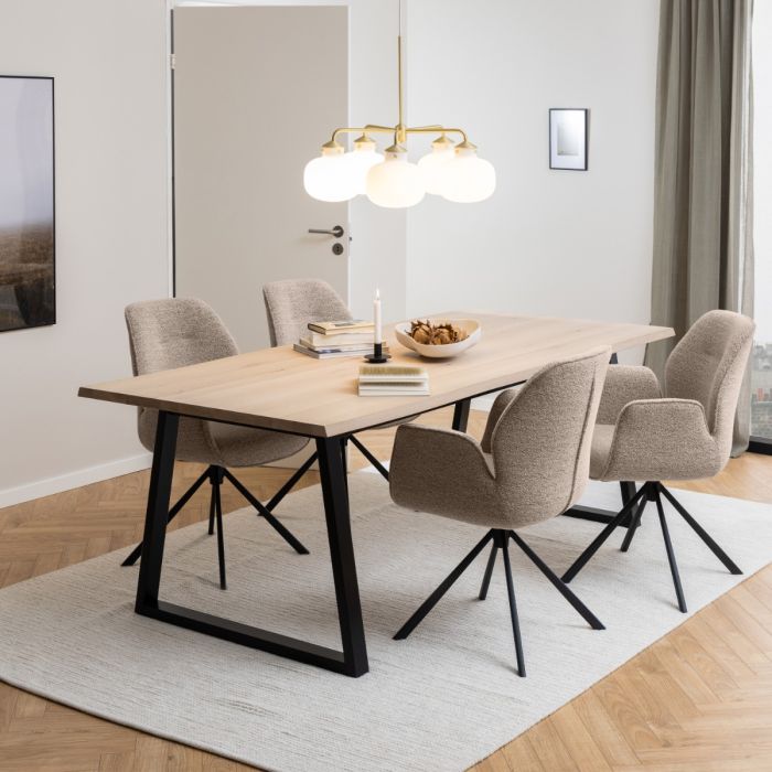 Malika Dining Table in White Oak and Black 220x75cm