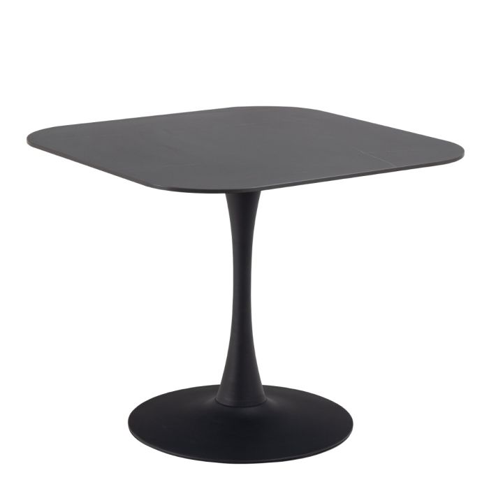 Malta Ceramic Square Dining Table in Black 90x75cm