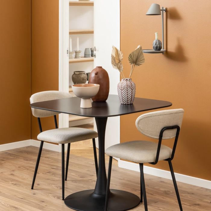 Malta Ceramic Square Dining Table in Black 90x75cm