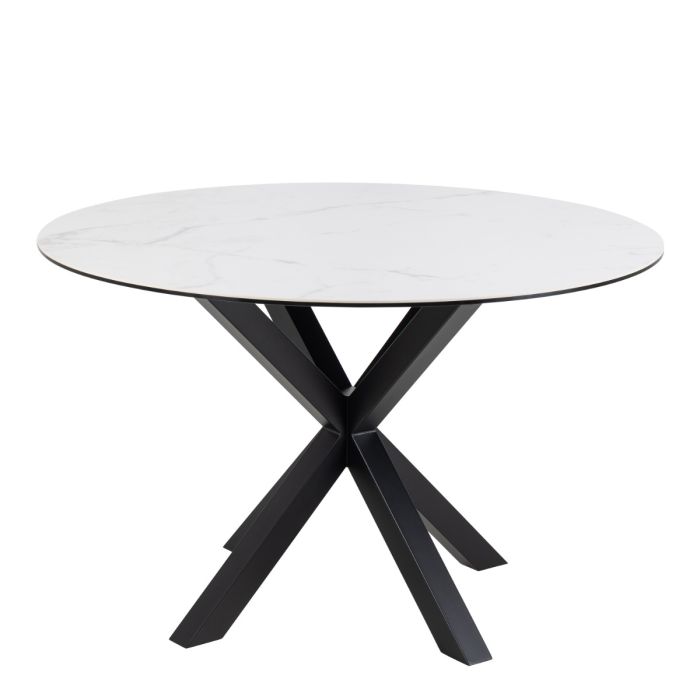 Heaven Round Dining Table with Ceramic White Top 119cm
