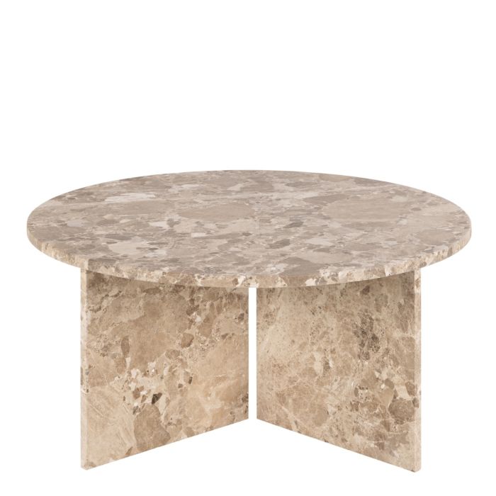 Vega Round Coffee Table with Brown Marble Top – 90cm