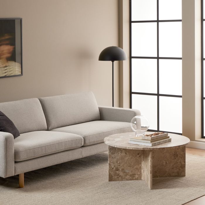 Vega Round Coffee Table with Brown Marble Top – 90cm