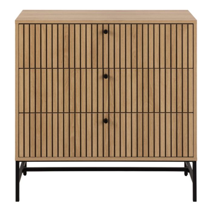 Albany Chest of 3 Drawers in Oak/Black Legs