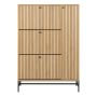 Albany Shoe Cabinet with 3 Flip-Down Doors & 1 Pull-Open Door in Oak with Black Legs
