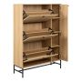 Albany Shoe Cabinet with 3 Flip-Down Doors & 1 Pull-Open Door in Oak with Black Legs