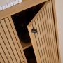 Albany Shoe Cabinet with 3 Flip-Down Doors & 1 Pull-Open Door in Oak with Black Legs