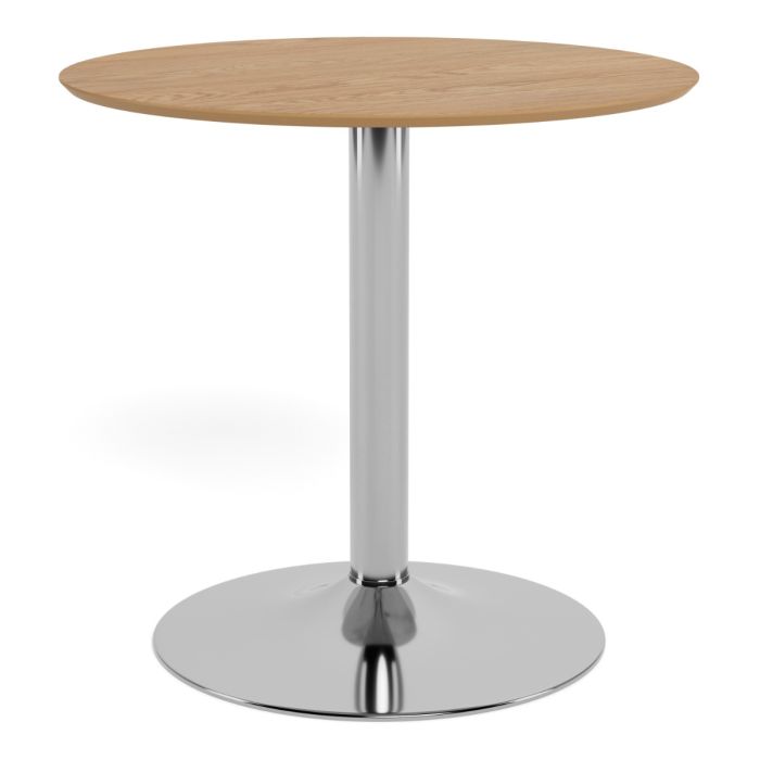 Ibiza Round Café Table in Matt Oak with Chrome Base