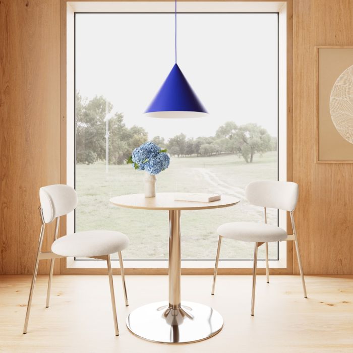 Ibiza Round Café Table in Matt Oak with Chrome Base