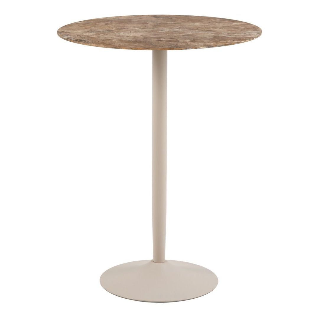 Malta Round Bar Table in Brown Ceramic with Grey Base