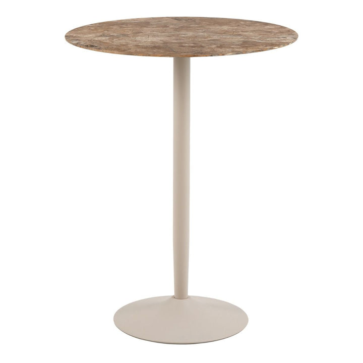 Malta Round Bar Table in Brown Ceramic with Grey Base