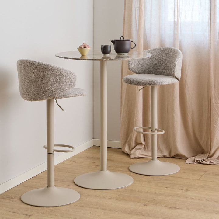 Malta Round Bar Table in Brown Ceramic with Grey Base