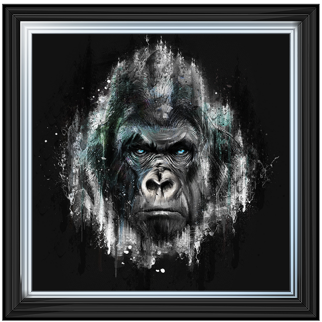 AN417 Black & Blue Gorilla Watercolour