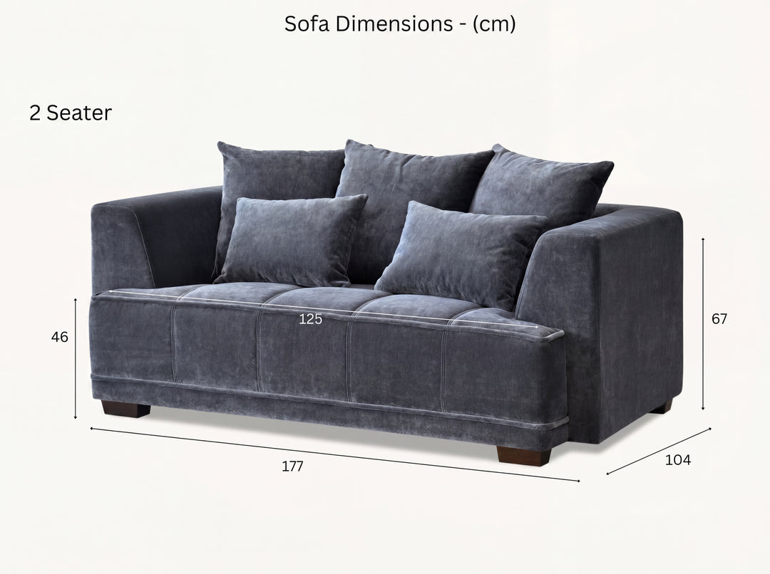 Aluxo Gramercy Group Sofa in Steel Velvet