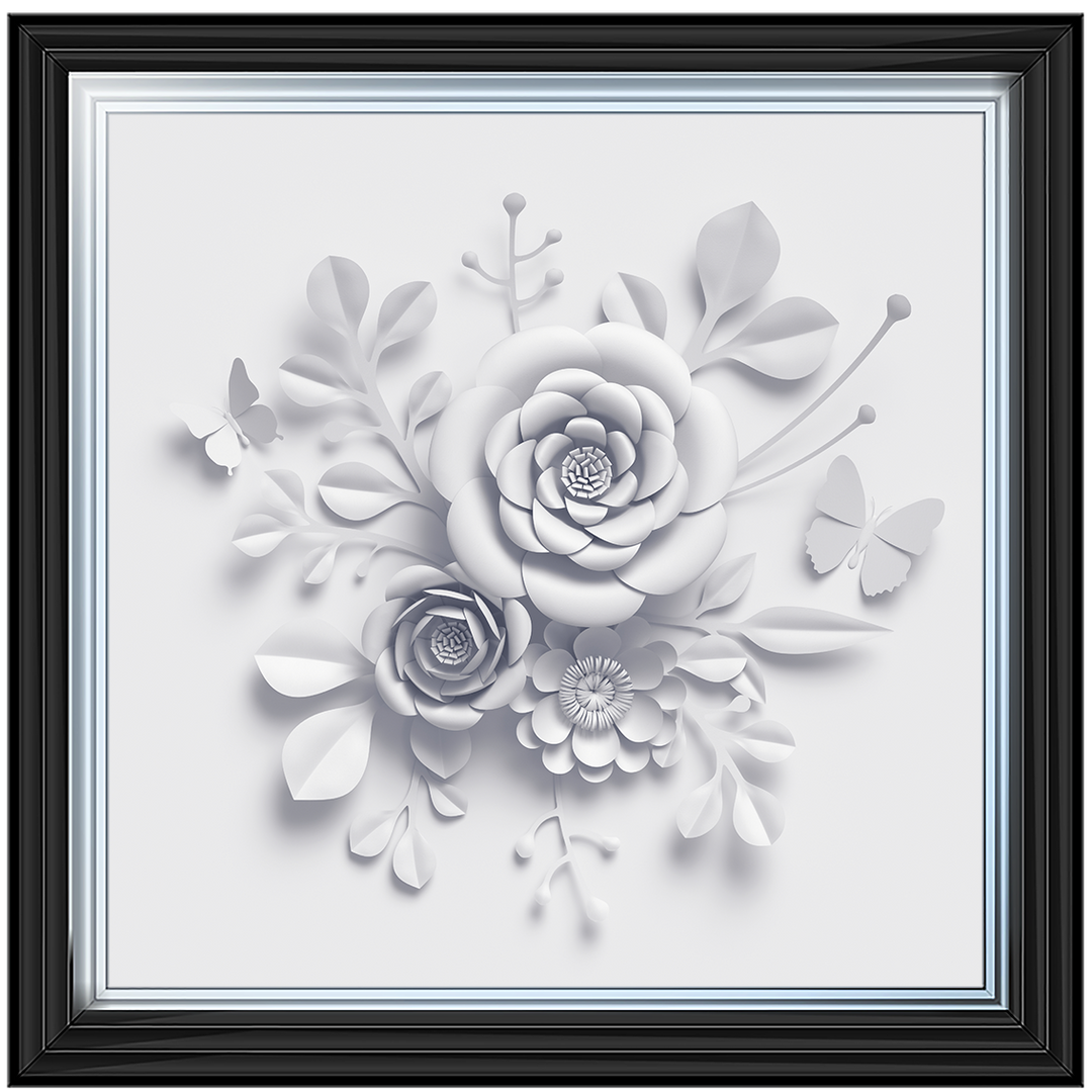 FL009 3D white paper flowers on white background