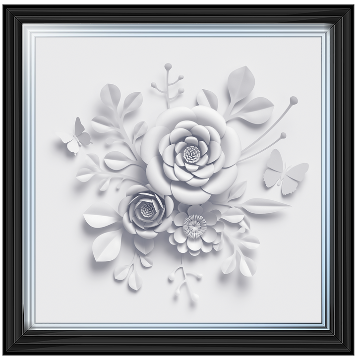 FL009 3D white paper flowers on white background