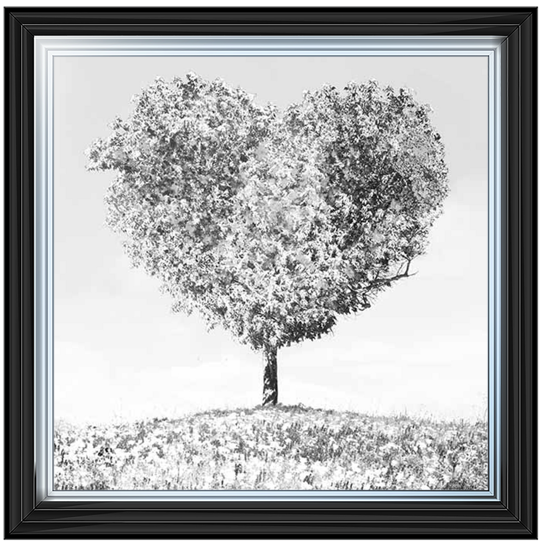 LS297 Black & White Lone Heart Tree