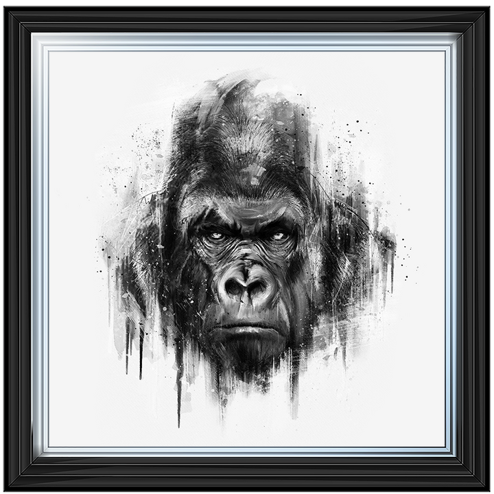 White & Black Gorilla Watercolour