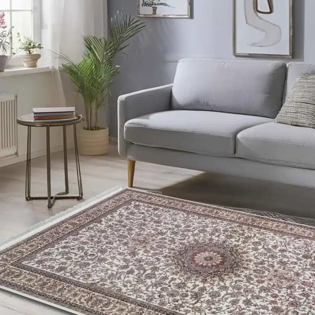 Minyatur Persian Rosette Cream Rug