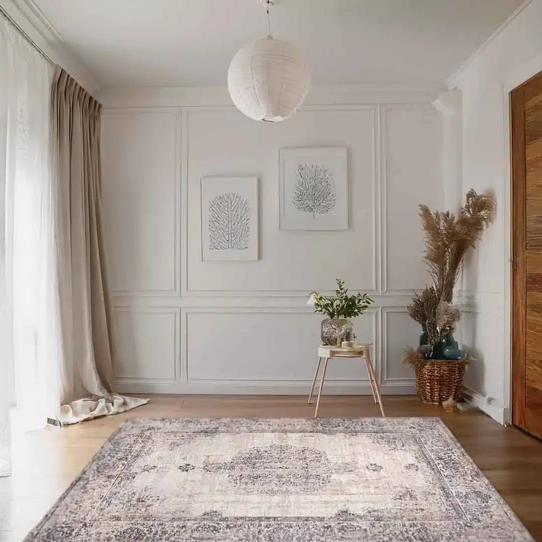 Lorenz Vintage Persian Medallion Cream Beige Rug