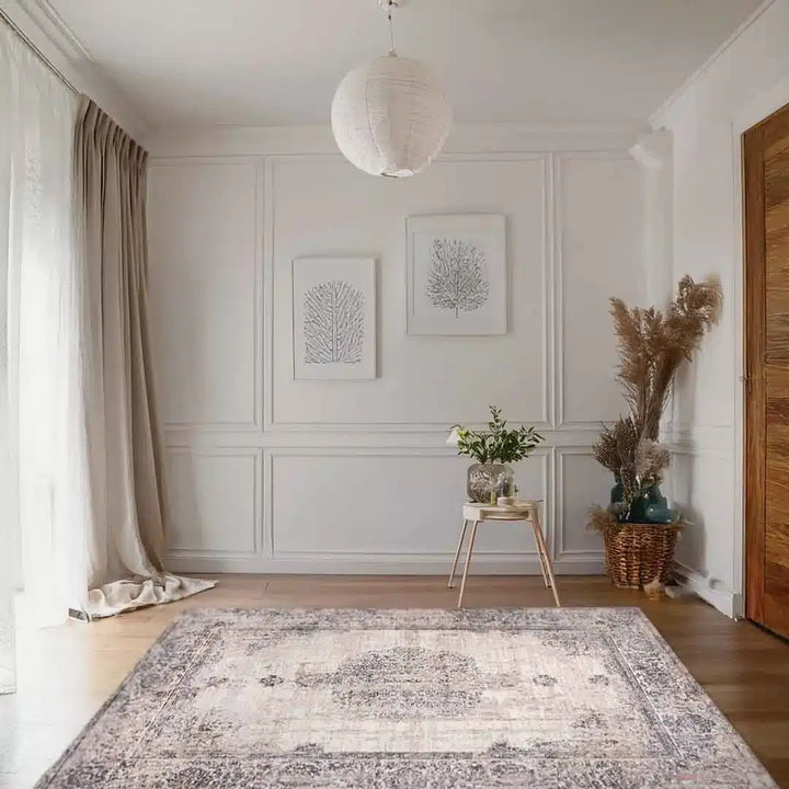 Lorenz Vintage Persian Medallion Cream Beige Rug