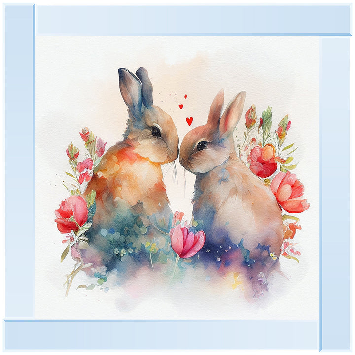AN1544 TWO BUNNIES IN FLOWERS