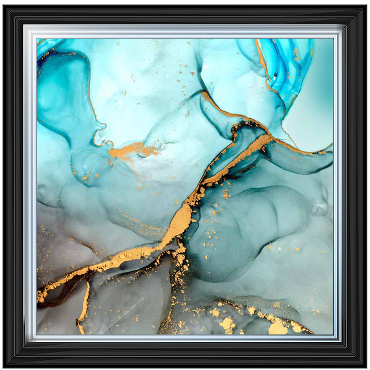 AB269 Aqua and Gold Marble Abstract