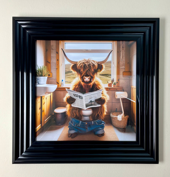 AN1095 40X40 MALE COW IN LAVATORY