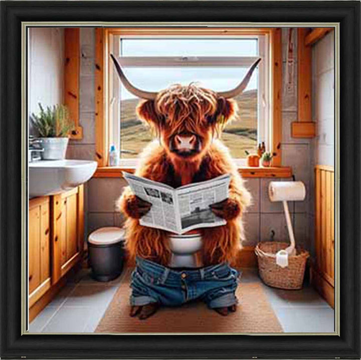 AN1095 40X40 MALE COW IN LAVATORY